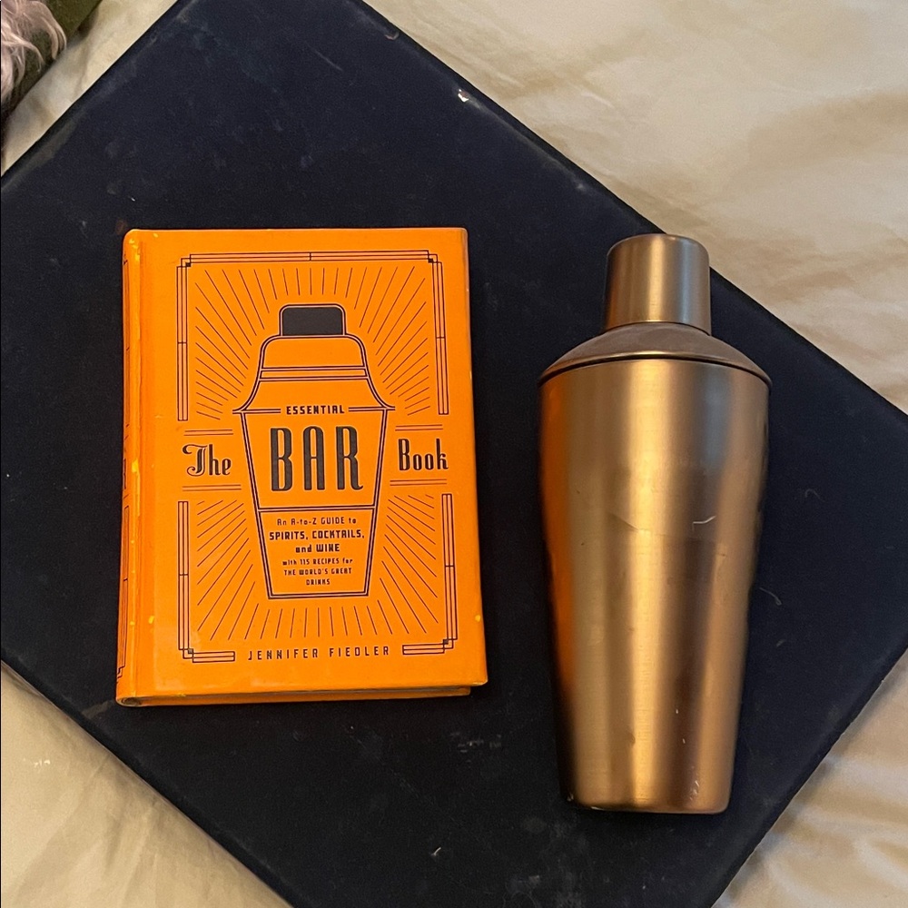Anthropologie Orange Bar Book and Bronze Shaker Set